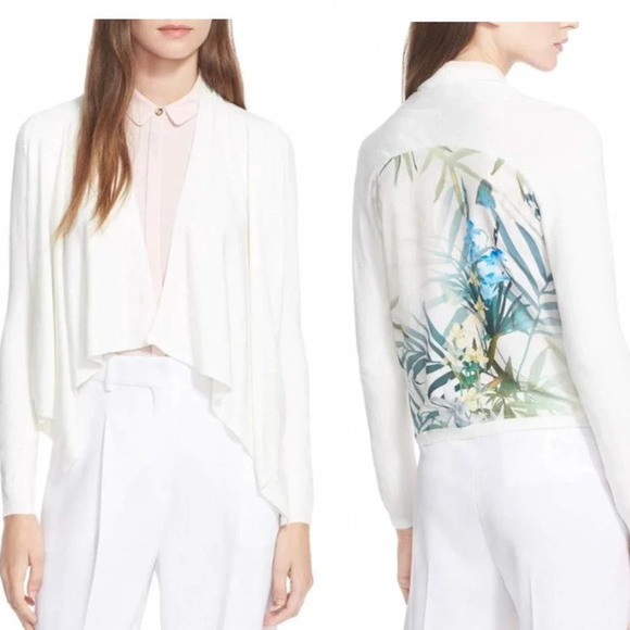 Ted Baker Veena Twilight Floral Woven Back Wrap Cardigan Size‎ 2 / US 6 - Picture 1 of 11